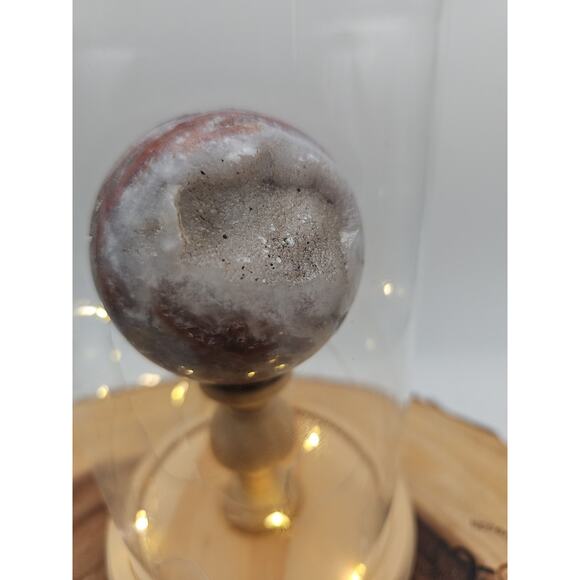 Druzy Ocean Jasper Sphere With Case 60mm - Picture 3 of 10
